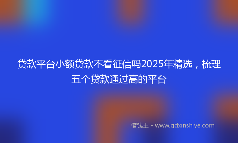 贷款平台小额贷款不看征信吗2025年精选，梳理五个贷款通过高的平台