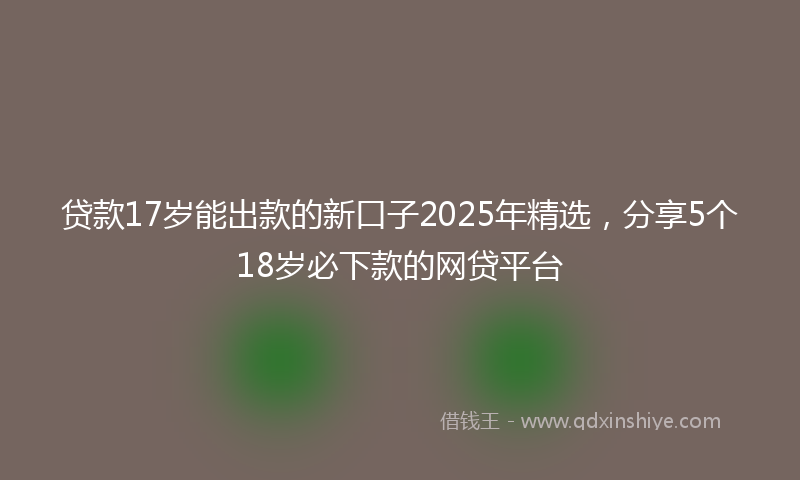 贷款17岁能出款的新口子2025年精选，分享5个18岁必下款的网贷平台