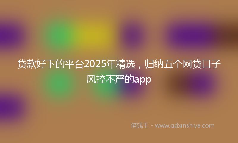 贷款好下的平台2025年精选，归纳五个网贷口子风控不严的app