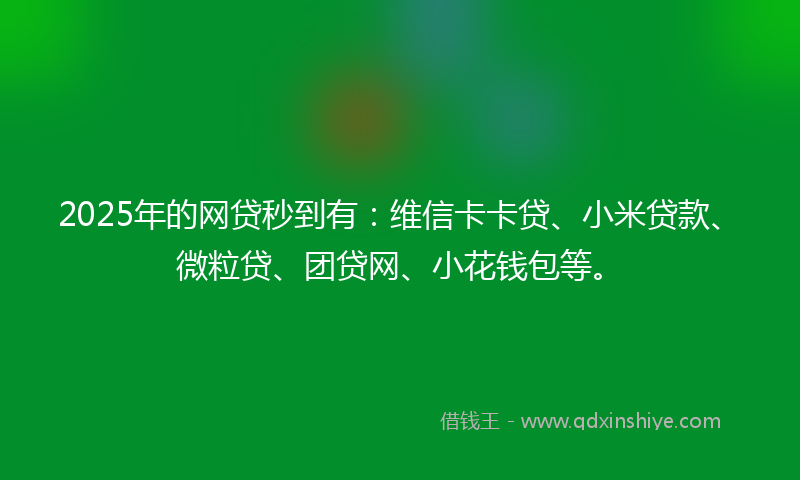 2025年的网贷秒到有：维信卡卡贷、小米贷款、微粒贷、团贷网、小花钱包等。