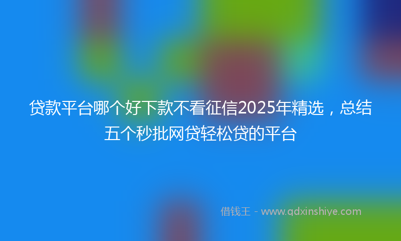 贷款平台哪个好下款不看征信2025年精选，总结五个秒批网贷轻松贷的平台