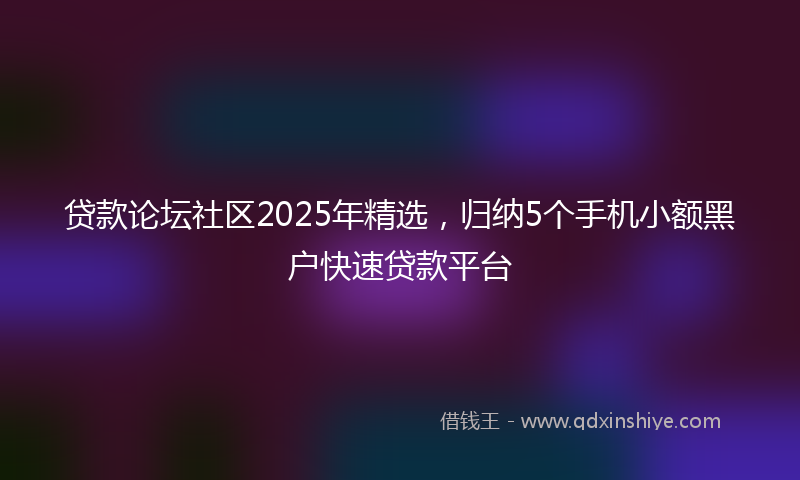 贷款论坛社区2025年精选，归纳5个手机小额黑户快速贷款平台