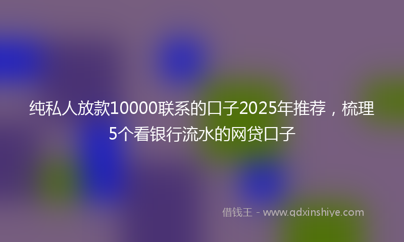 纯私人放款10000联系的口子2025年推荐，梳理5个看银行流水的网贷口子