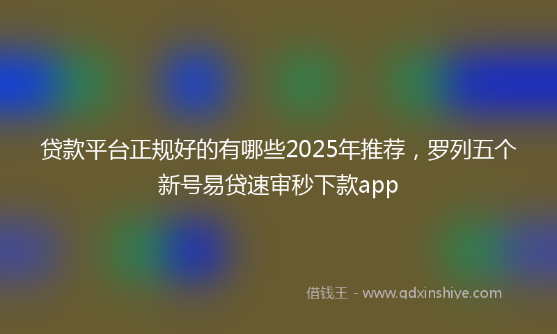 贷款平台正规好的有哪些2025年推荐，罗列五个新号易贷速审秒下款app
