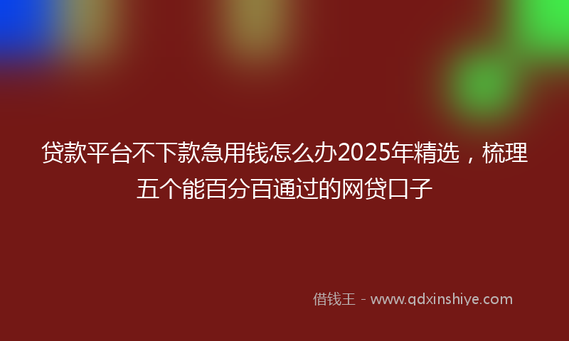 贷款平台不下款急用钱怎么办2025年精选，梳理五个能百分百通过的网贷口子