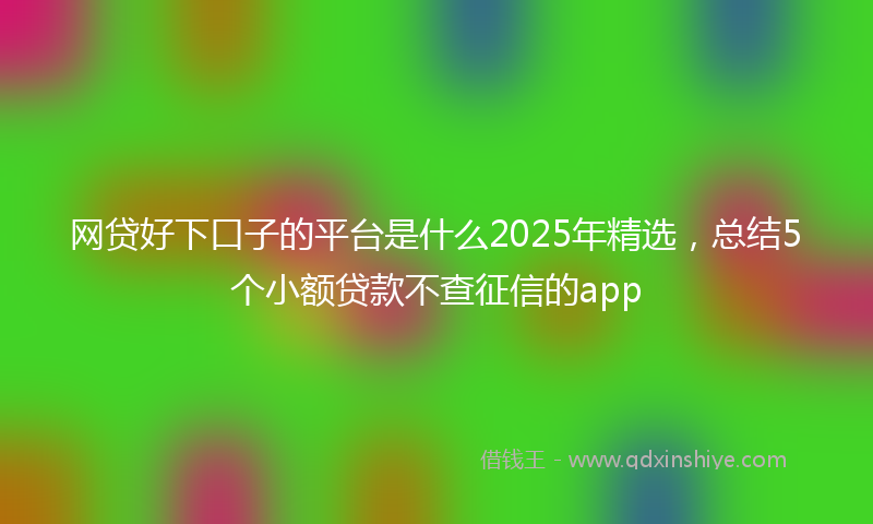 网贷好下口子的平台是什么2025年精选，总结5个小额贷款不查征信的app