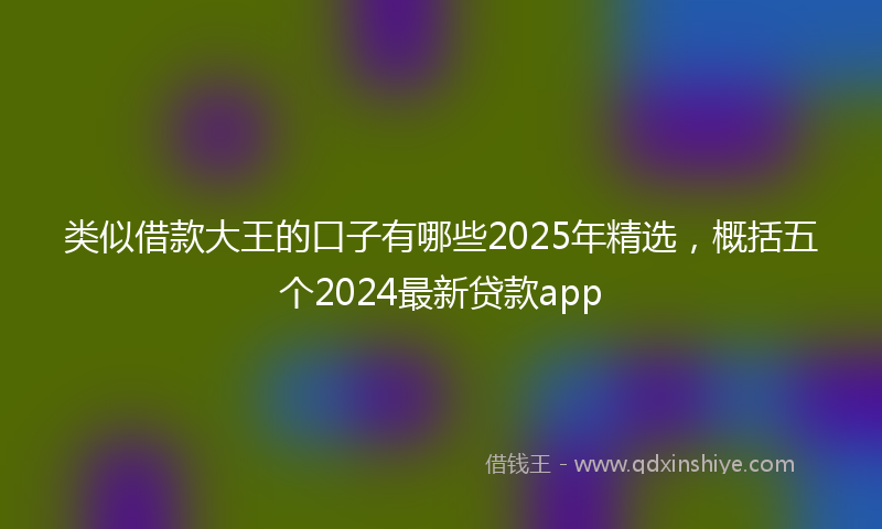 类似借款大王的口子有哪些2025年精选，概括五个2024最新贷款app