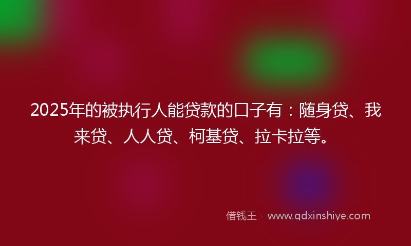 2025年的被执行人能贷款的口子有：随身贷、我来贷、人人贷、柯基贷、拉卡拉等。