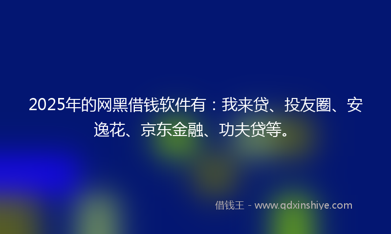 2025年的网黑借钱软件有：我来贷、投友圈、安逸花、京东金融、功夫贷等。
