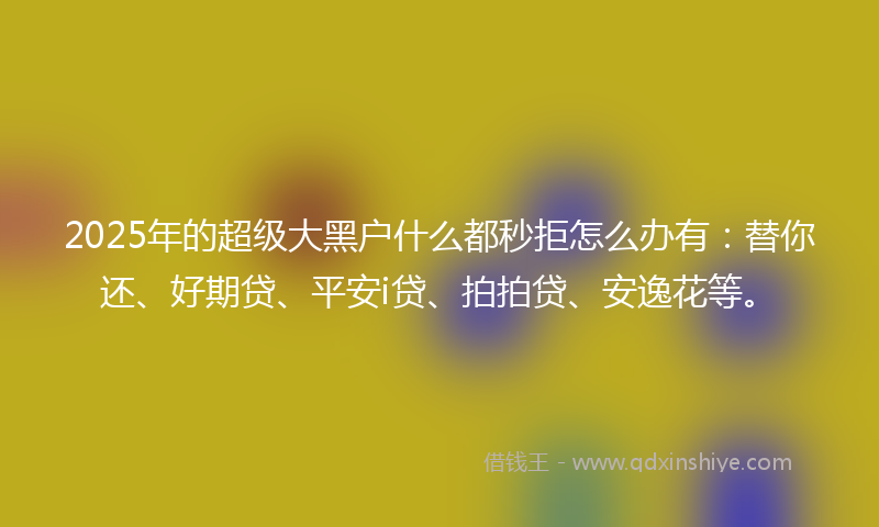 2025年的超级大黑户什么都秒拒怎么办有：替你还、好期贷、平安i贷、拍拍贷、安逸花等。