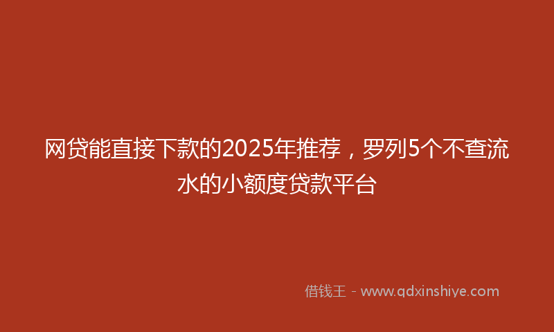 网贷能直接下款的2025年推荐，罗列5个不查流水的小额度贷款平台