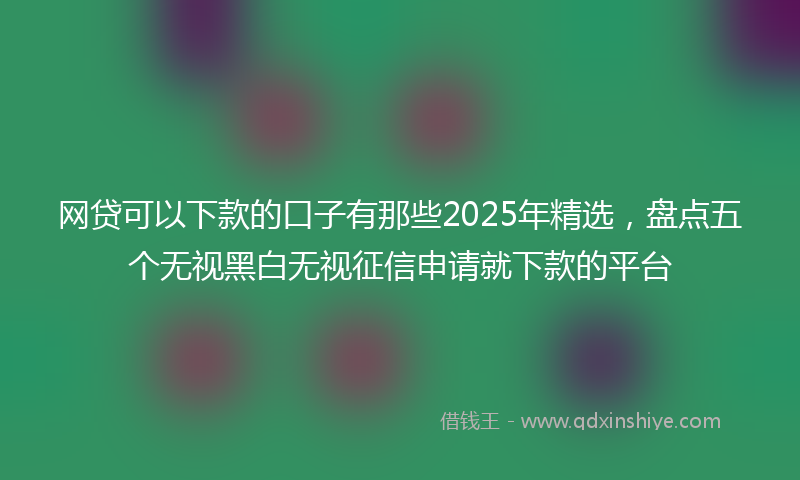 网贷可以下款的口子有那些2025年精选，盘点五个无视黑白无视征信申请就下款的平台