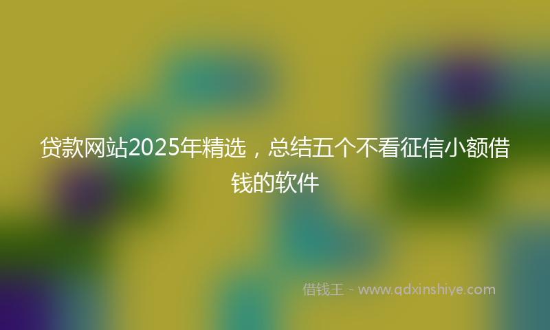 贷款网站2025年精选，总结五个不看征信小额借钱的软件