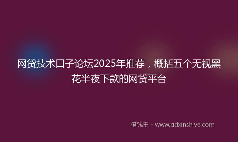 网贷技术口子论坛2025年推荐，概括五个无视黑花半夜下款的网贷平台