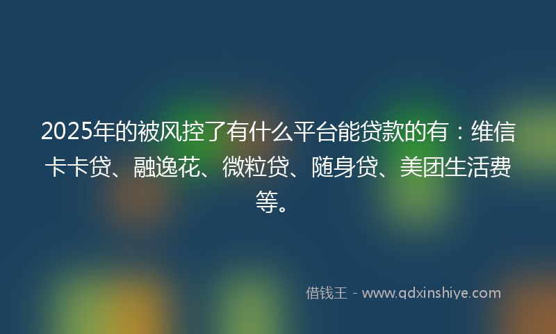 2025年的被风控了有什么平台能贷款的有：维信卡卡贷、融逸花、微粒贷、随身贷、美团生活费等。
