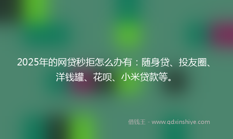 2025年的网贷秒拒怎么办有：随身贷、投友圈、洋钱罐、花呗、小米贷款等。