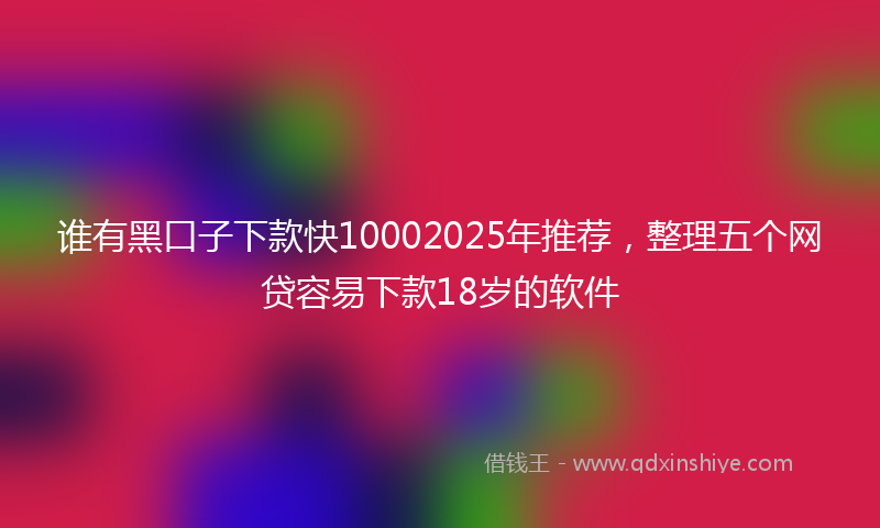 谁有黑口子下款快10002025年推荐，整理五个网贷容易下款18岁的软件