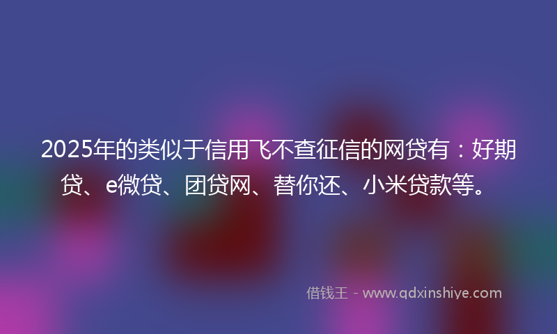 2025年的类似于信用飞不查征信的网贷有：好期贷、e微贷、团贷网、替你还、小米贷款等。
