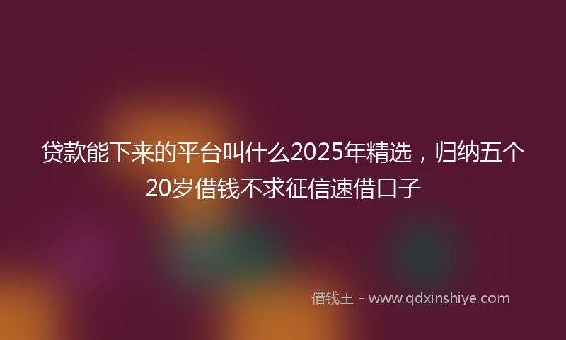 贷款能下来的平台叫什么2025年精选，归纳五个20岁借钱不求征信速借口子