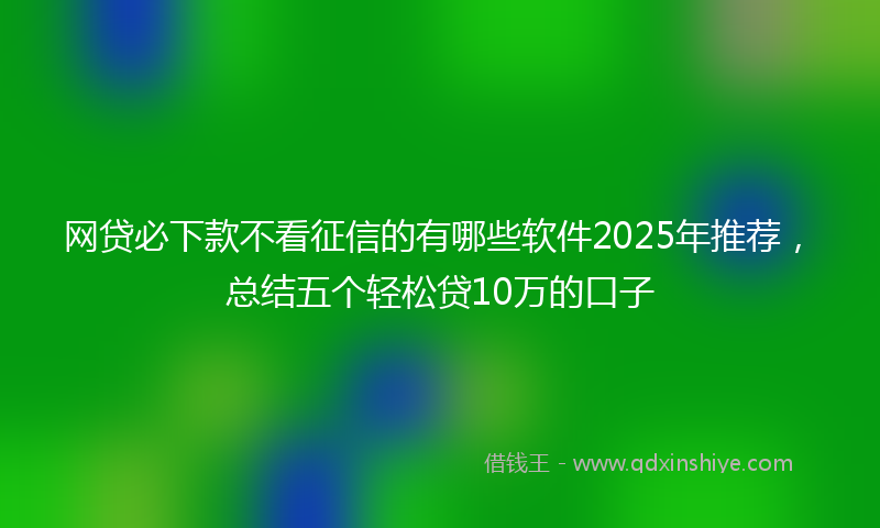 网贷必下款不看征信的有哪些软件2025年推荐，总结五个轻松贷10万的口子