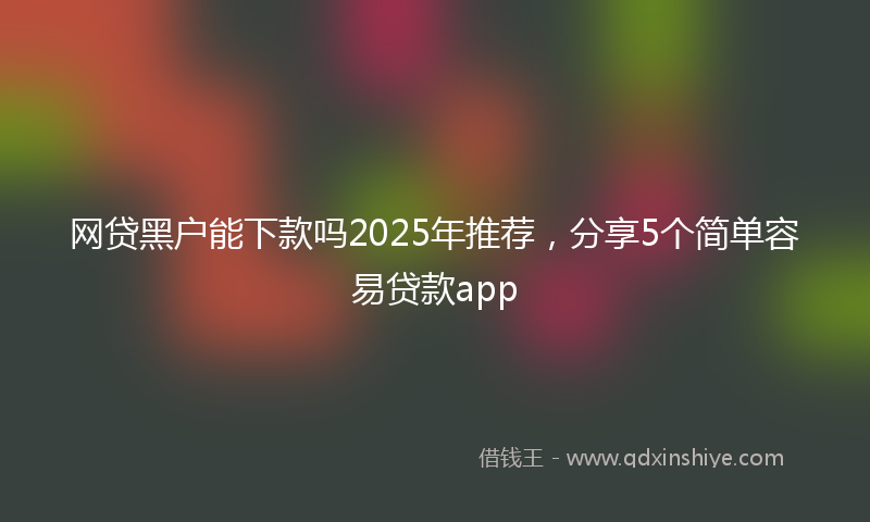 网贷黑户能下款吗2025年推荐，分享5个简单容易贷款app