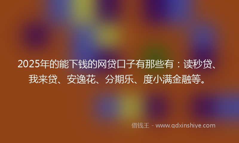 2025年的能下钱的网贷口子有那些有：读秒贷、我来贷、安逸花、分期乐、度小满金融等。