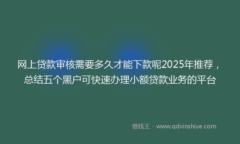 网上贷款审核需要多久才能下款呢2025年推荐，总结五个黑户可快速办理小额贷款业务的平台