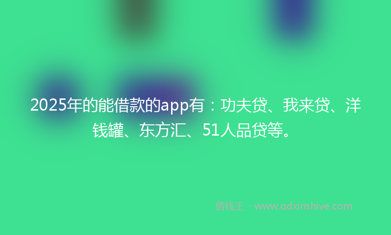 2025年的能借款的app有：功夫贷、我来贷、洋钱罐、东方汇、51人品贷等。