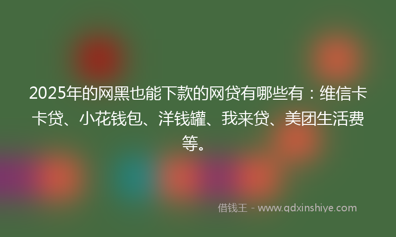 2025年的网黑也能下款的网贷有哪些有：维信卡卡贷、小花钱包、洋钱罐、我来贷、美团生活费等。