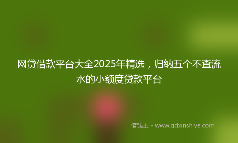网贷借款平台大全2025年精选，归纳五个不查流水的小额度贷款平台