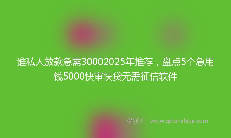 谁私人放款急需30002025年推荐，盘点5个急用钱5000快审快贷无需征信软件