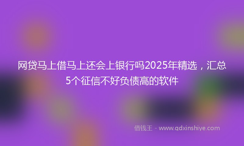 网贷马上借马上还会上银行吗2025年精选，汇总5个征信不好负债高的软件