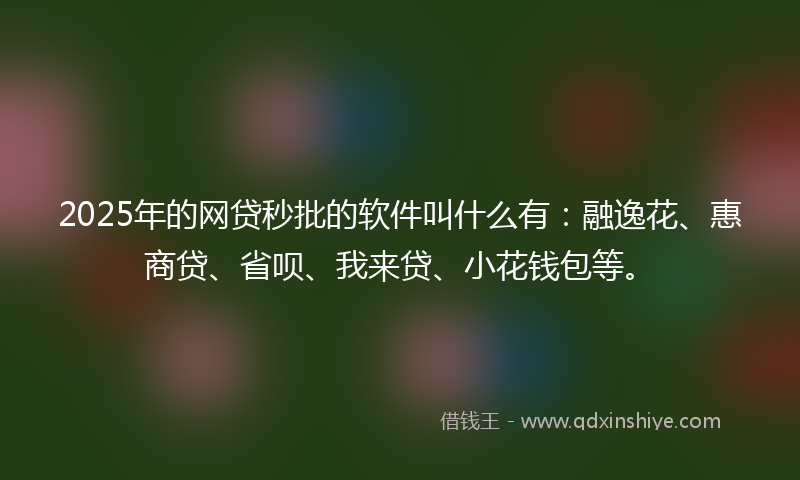 2025年的网贷秒批的软件叫什么有：融逸花、惠商贷、省呗、我来贷、小花钱包等。