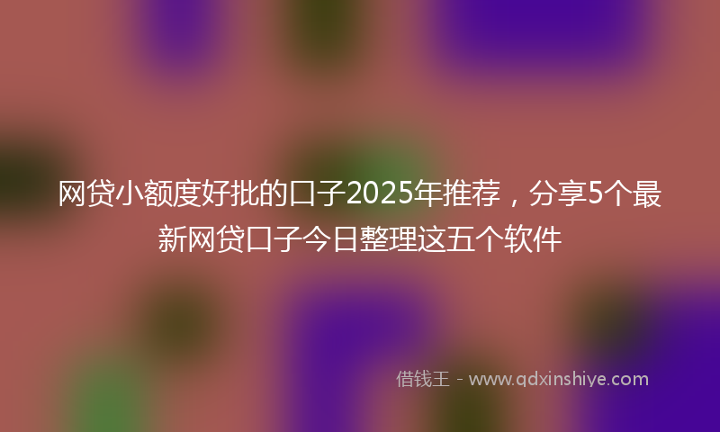 网贷小额度好批的口子2025年推荐，分享5个最新网贷口子今日整理这五个软件