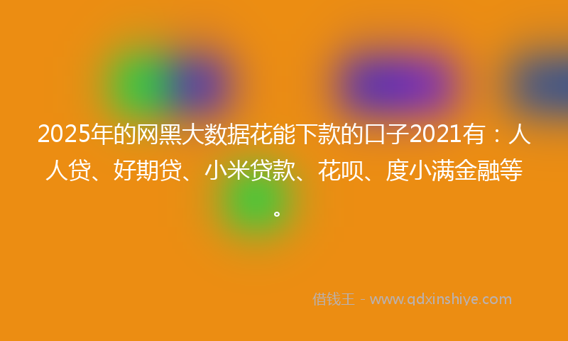 2025年的网黑大数据花能下款的口子2021有：人人贷、好期贷、小米贷款、花呗、度小满金融等。
