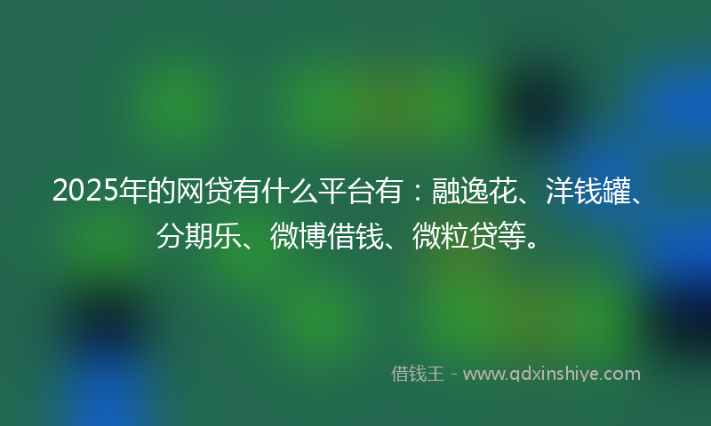 2025年的网贷有什么平台有：融逸花、洋钱罐、分期乐、微博借钱、微粒贷等。