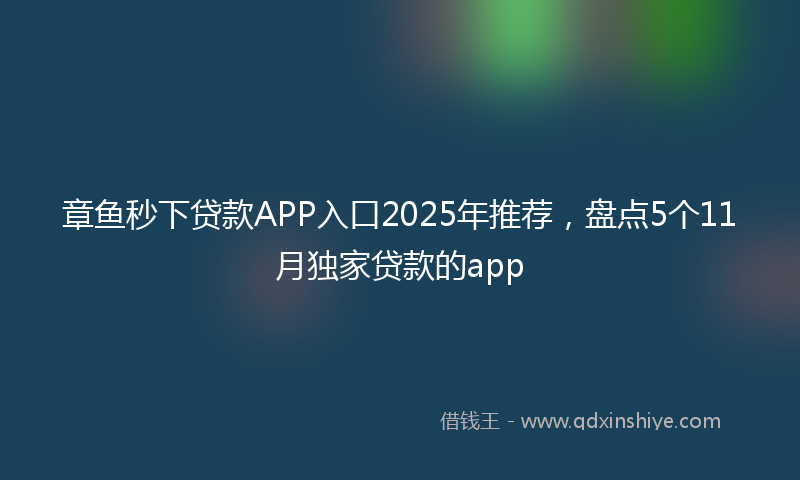 章鱼秒下贷款APP入口2025年推荐，盘点5个11月独家贷款的app