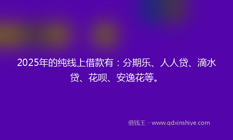 2025年的纯线上借款有：分期乐、人人贷、滴水贷、花呗、安逸花等。