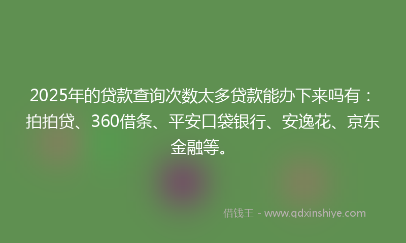2025年的贷款查询次数太多贷款能办下来吗有：拍拍贷、360借条、平安口袋银行、安逸花、京东金融等。