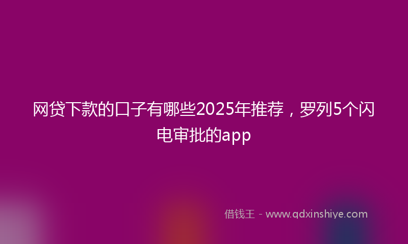 网贷下款的口子有哪些2025年推荐，罗列5个闪电审批的app