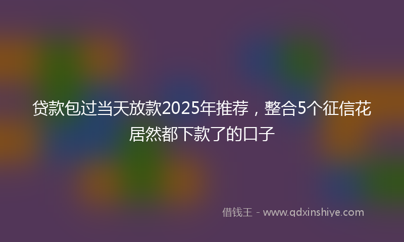 贷款包过当天放款2025年推荐，整合5个征信花居然都下款了的口子