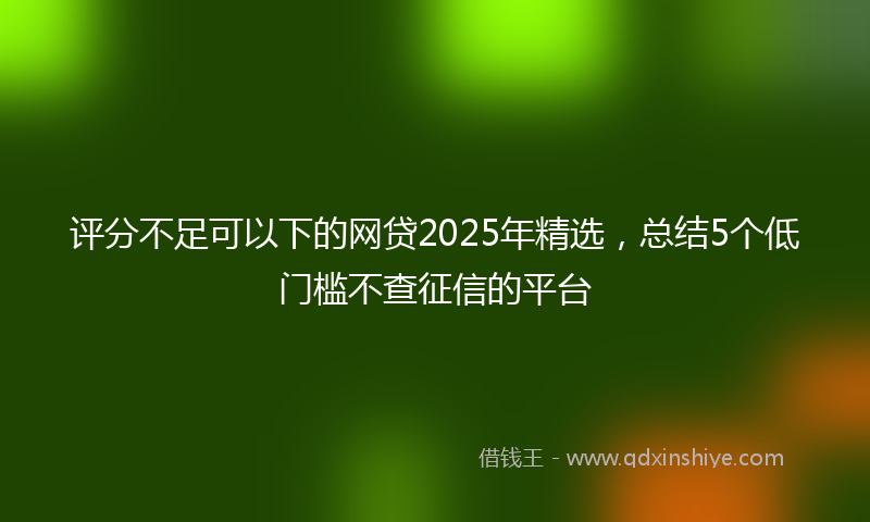 评分不足可以下的网贷2025年精选，总结5个低门槛不查征信的平台
