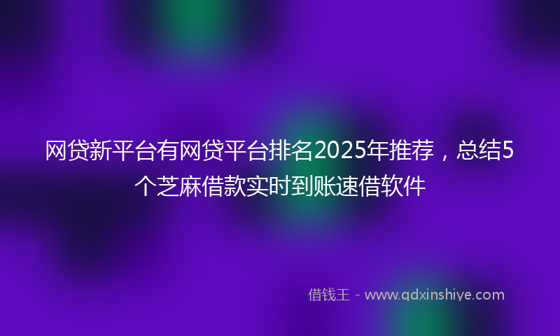 网贷新平台有网贷平台排名2025年推荐，总结5个芝麻借款实时到账速借软件