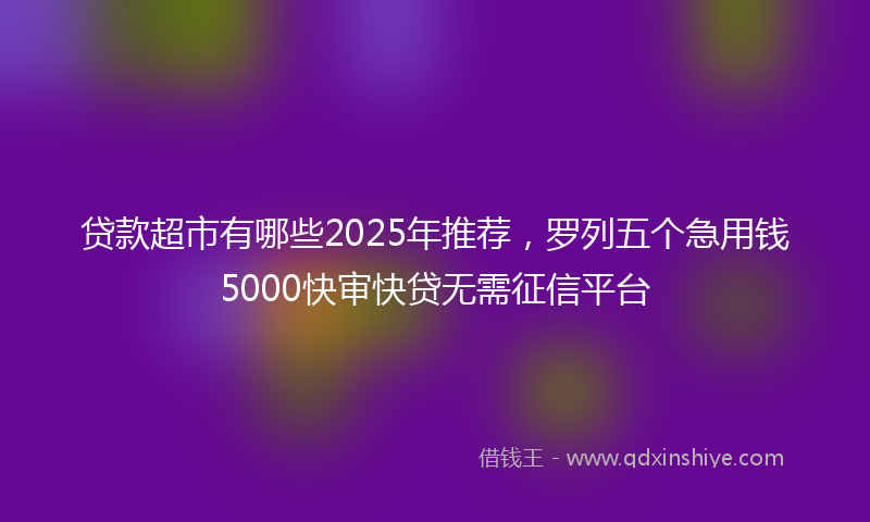 贷款超市有哪些2025年推荐，罗列五个急用钱5000快审快贷无需征信平台
