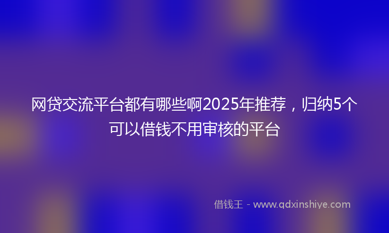 网贷交流平台都有哪些啊2025年推荐，归纳5个可以借钱不用审核的平台