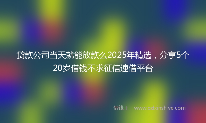 贷款公司当天就能放款么2025年精选，分享5个20岁借钱不求征信速借平台