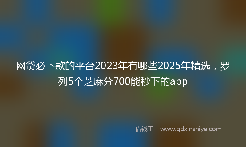 网贷必下款的平台2023年有哪些2025年精选，罗列5个芝麻分700能秒下的app