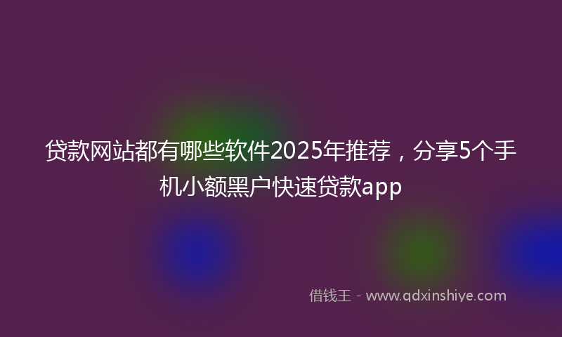 贷款网站都有哪些软件2025年推荐，分享5个手机小额黑户快速贷款app