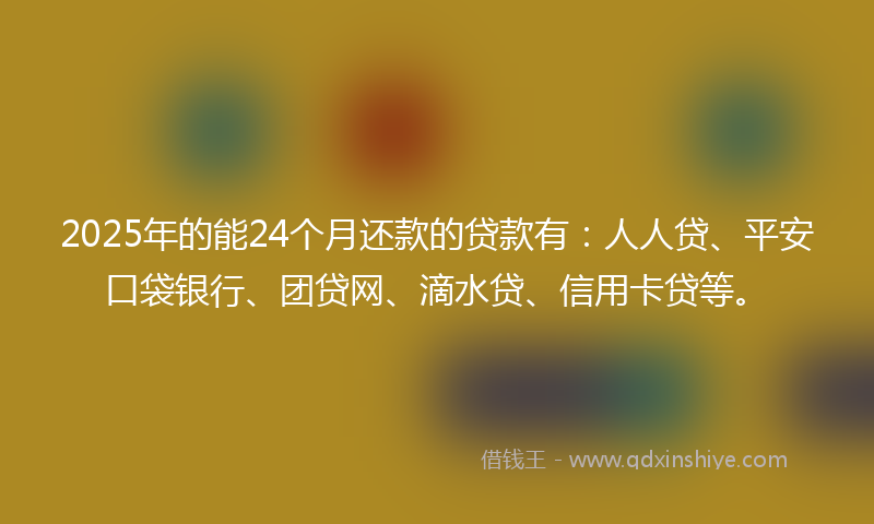 2025年的能24个月还款的贷款有：人人贷、平安口袋银行、团贷网、滴水贷、信用卡贷等。