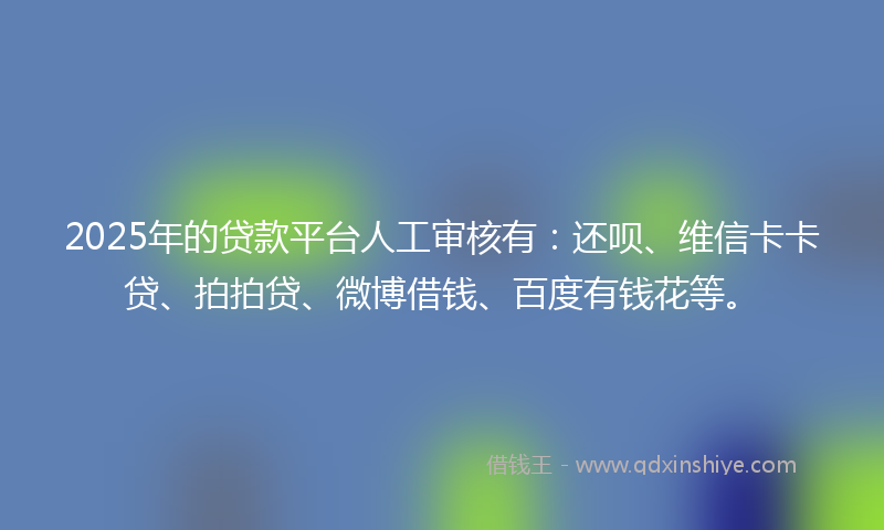 2025年的贷款平台人工审核有：还呗、维信卡卡贷、拍拍贷、微博借钱、百度有钱花等。